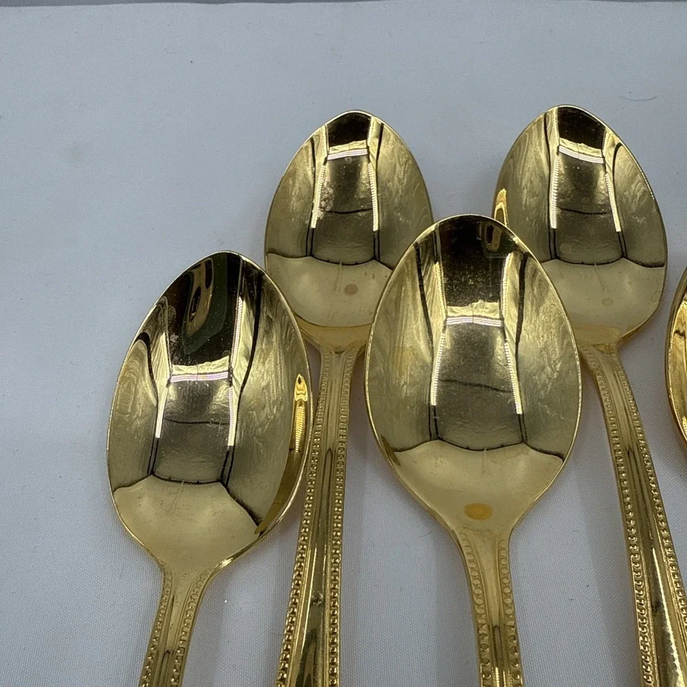 Solingen 18/10 23/24K Gold Plated Hartvergoldet Crown‎ Collection Spoons 7